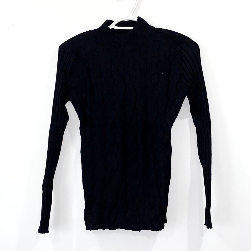 VEX Collection Black Cable Knit Mock Turtleneck Sweater Size M